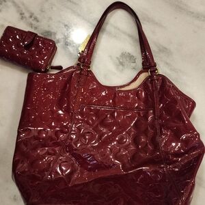 Red patent leather Coach purse & Wallet